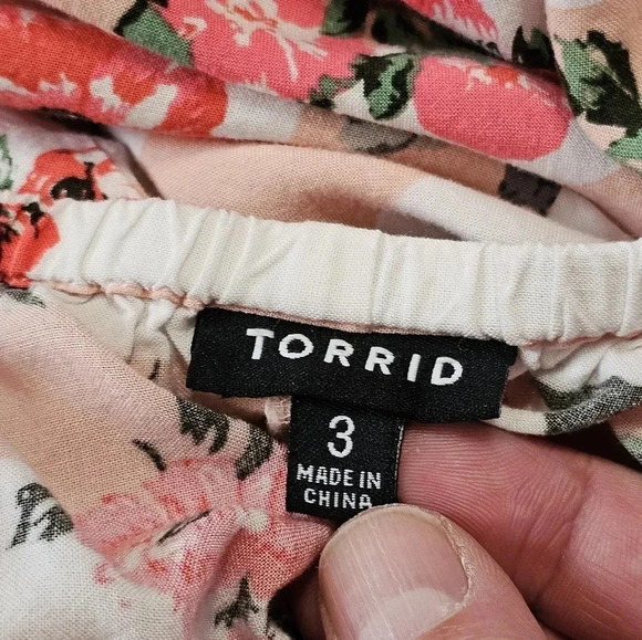 Torrid Pink Striped Floral Sundress Size 3X Babydoll Peasant Boho Beach Dress - Picture 5 of 8